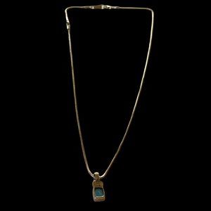 Vintage Lagos Blue Topaz 925 Sterling 750 18 inch Necklace Charm